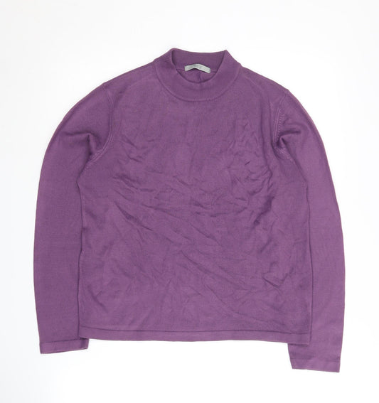 Marks and Spencer Women's Purple Mock Neck Jumper Size 14