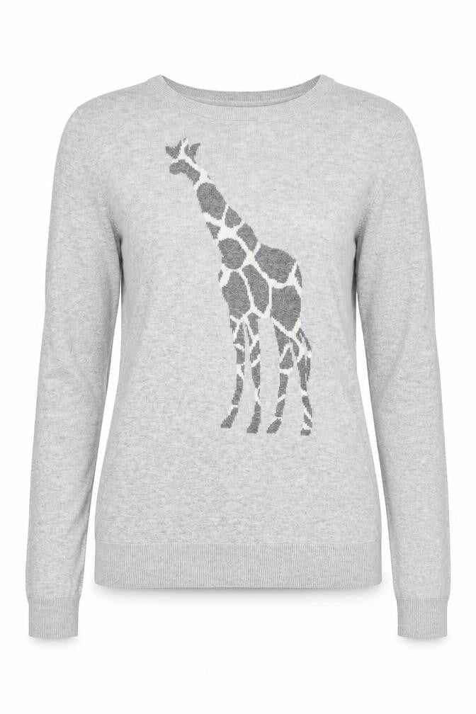 Bass Women's Grey XS Cotton Animal Print Pullover Jumper