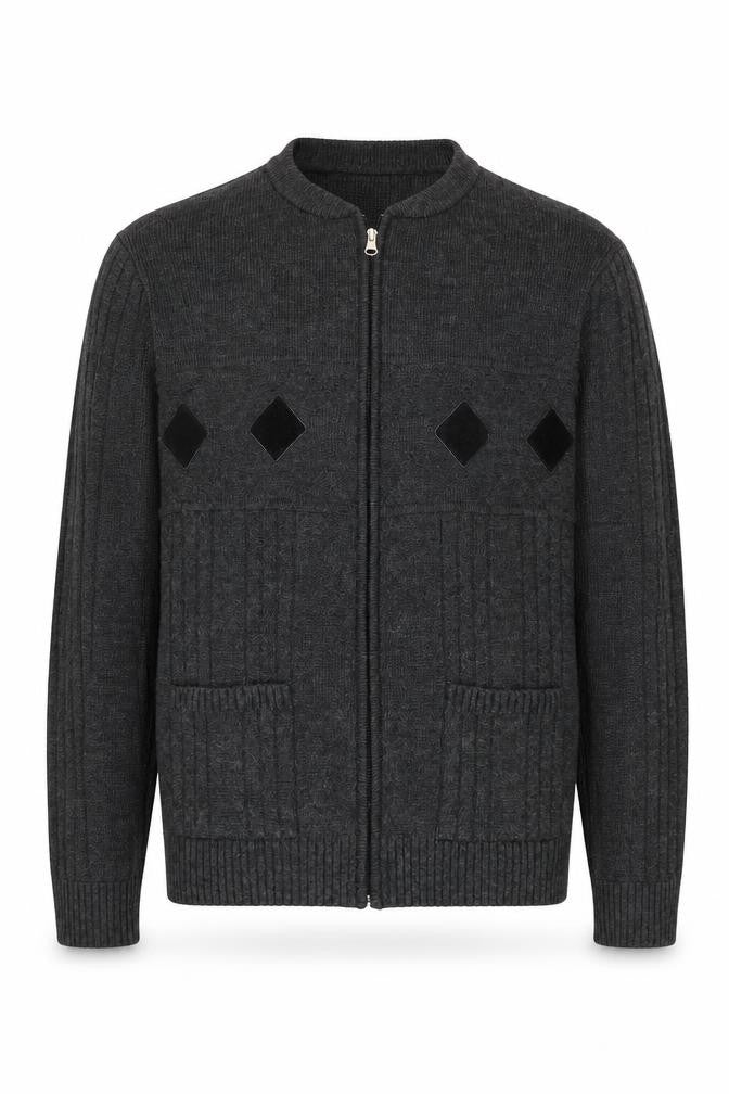 BHS Men Grey Knit Jacket, L, Casual Full Zip