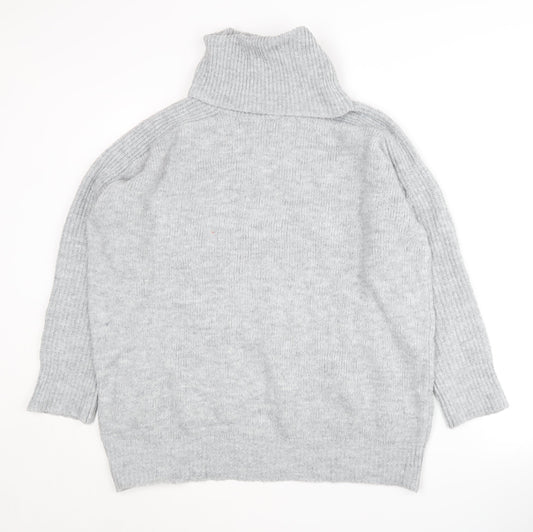MNG Women's Grey Roll Neck Pullover Jumper Size M