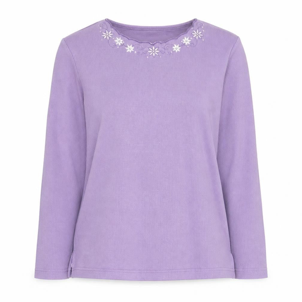 Bonmarché Women Purple Embroidered Jumper S