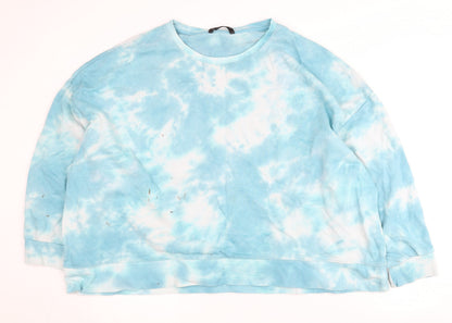 Additional front view of Dunnes Women's Blue Tie-Dye Pullover Sweatshirt 2XL