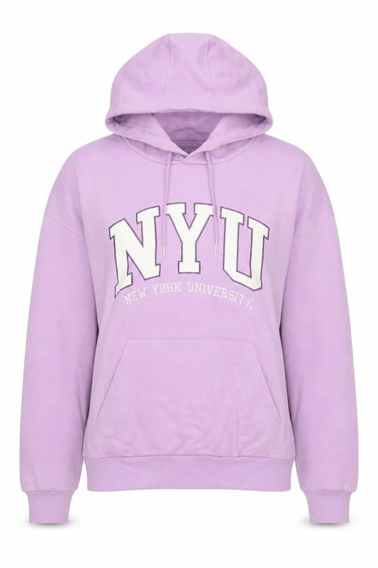 NYU Womens Purple Pullover Hoodie S