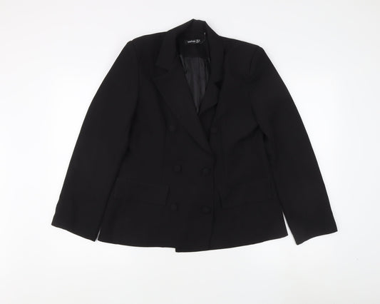 Boohoo Women's Black Blazer Size 10 Buttoned Business