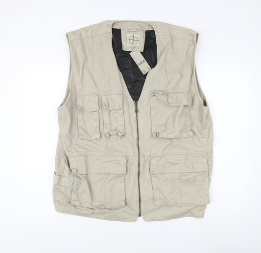 Brand Five Company Men's Beige Waistcoat with Zipped Pockets Medium