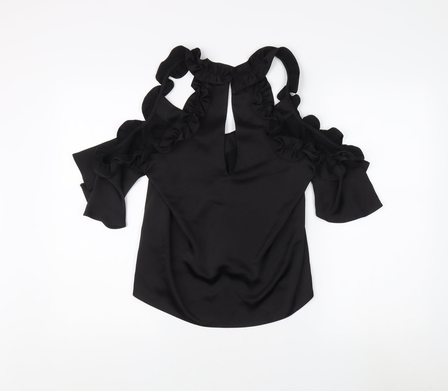 Topshop Women's Black Blouse, Size 8, Cold Shoulder