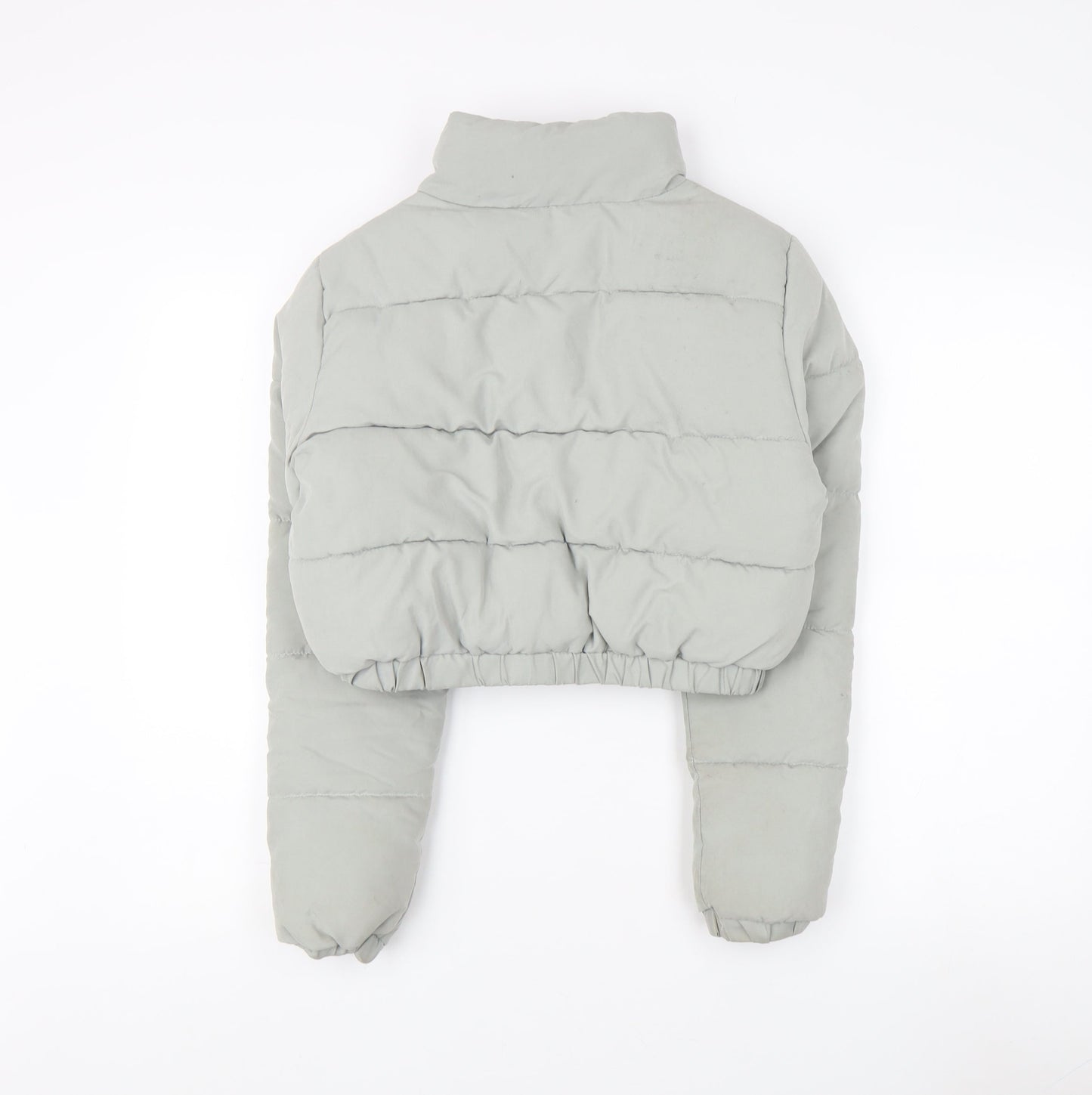 PrettyLittleThing Women's Grey Cropped Puffer Jacket Size 4