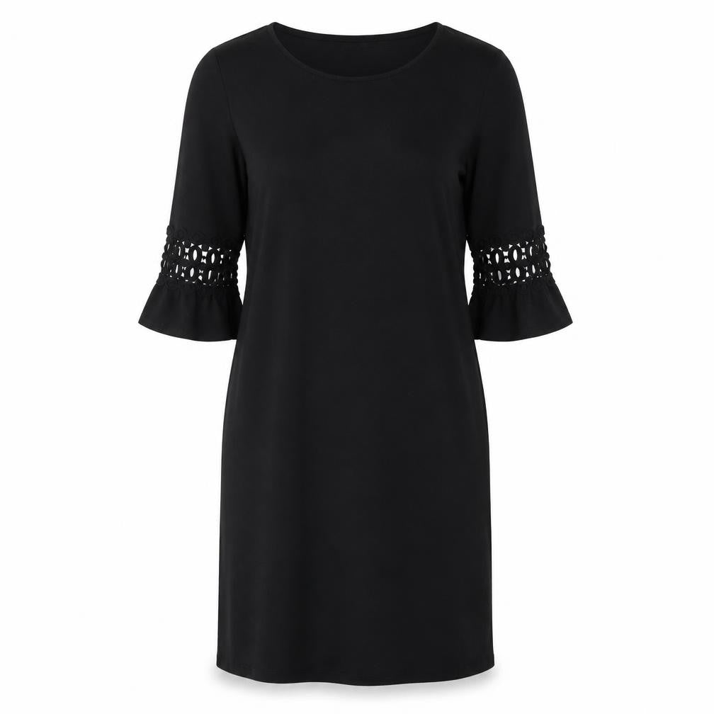 Vila Clothes Women's Black Sheath Dress - M, 3/4 Sleeve
