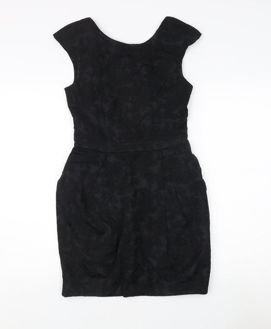River Island Women's Black Dress Size 8 with Zip Closure