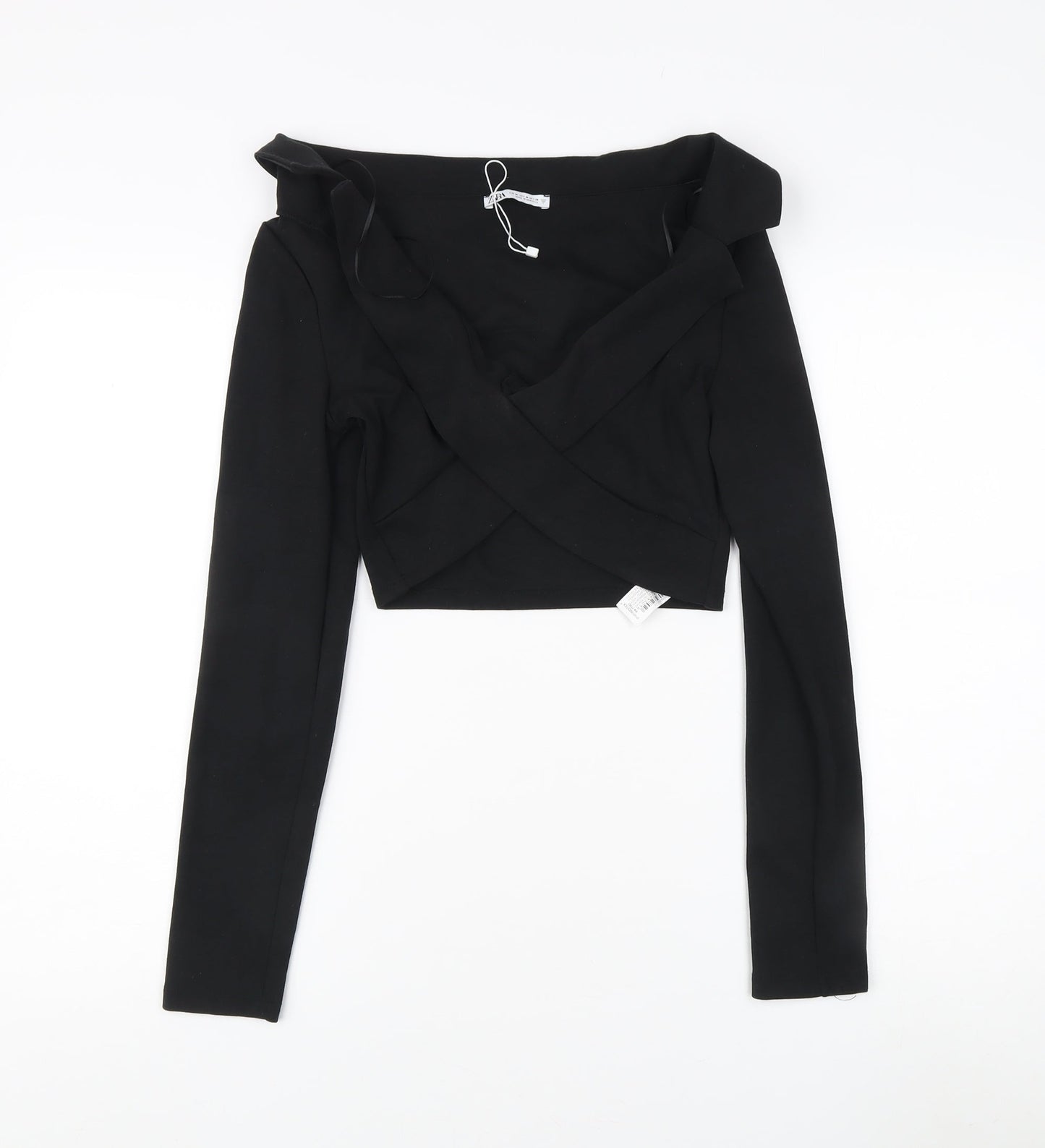 Zara Women's Black Off Shoulder Cropped Blouse Size 12