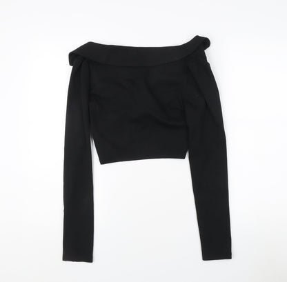 Zara Women's Black Off Shoulder Cropped Blouse Size 12