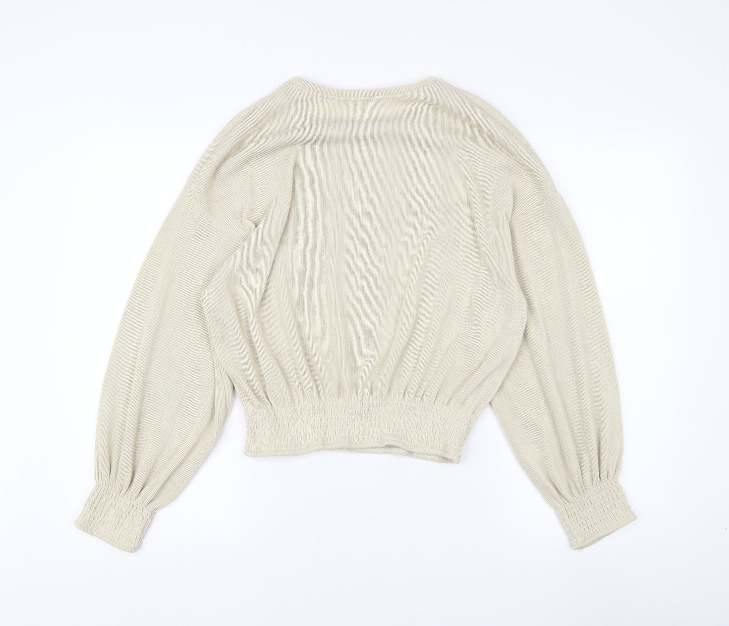 Zara Women's Beige Knit Blouse in Size 10