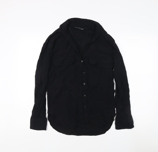 Zara Women's Black Button-Up Shirt, XS, Casual