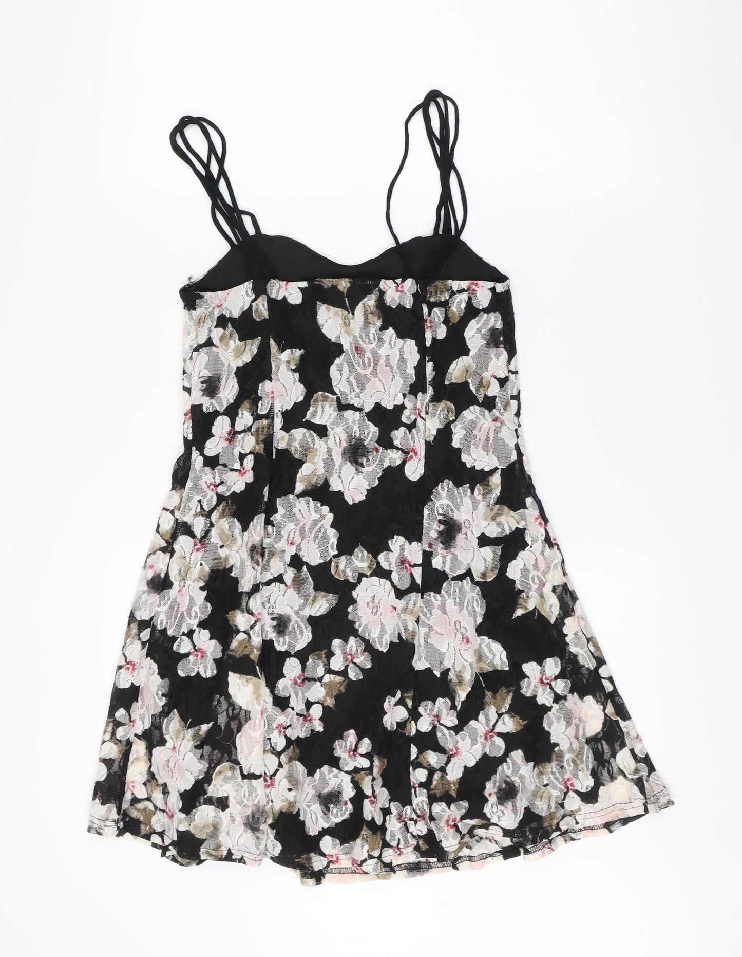 Pins and Needles Women's Black Floral A-Line Dress XS