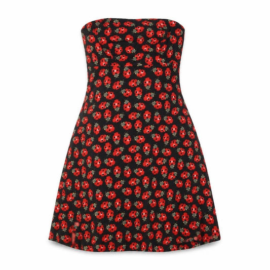 Get Cutie Co Women's Black Red Floral Strapless Dress