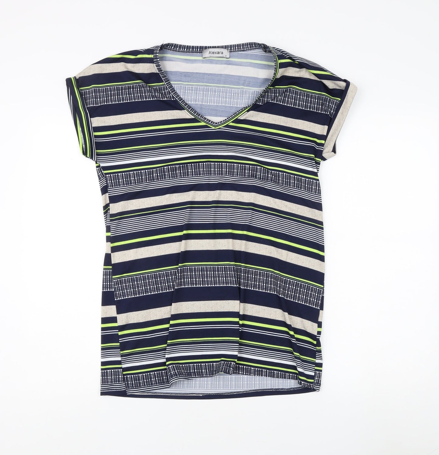 Alexara Women's Multicoloured Striped Top, Size S, V-Neck
