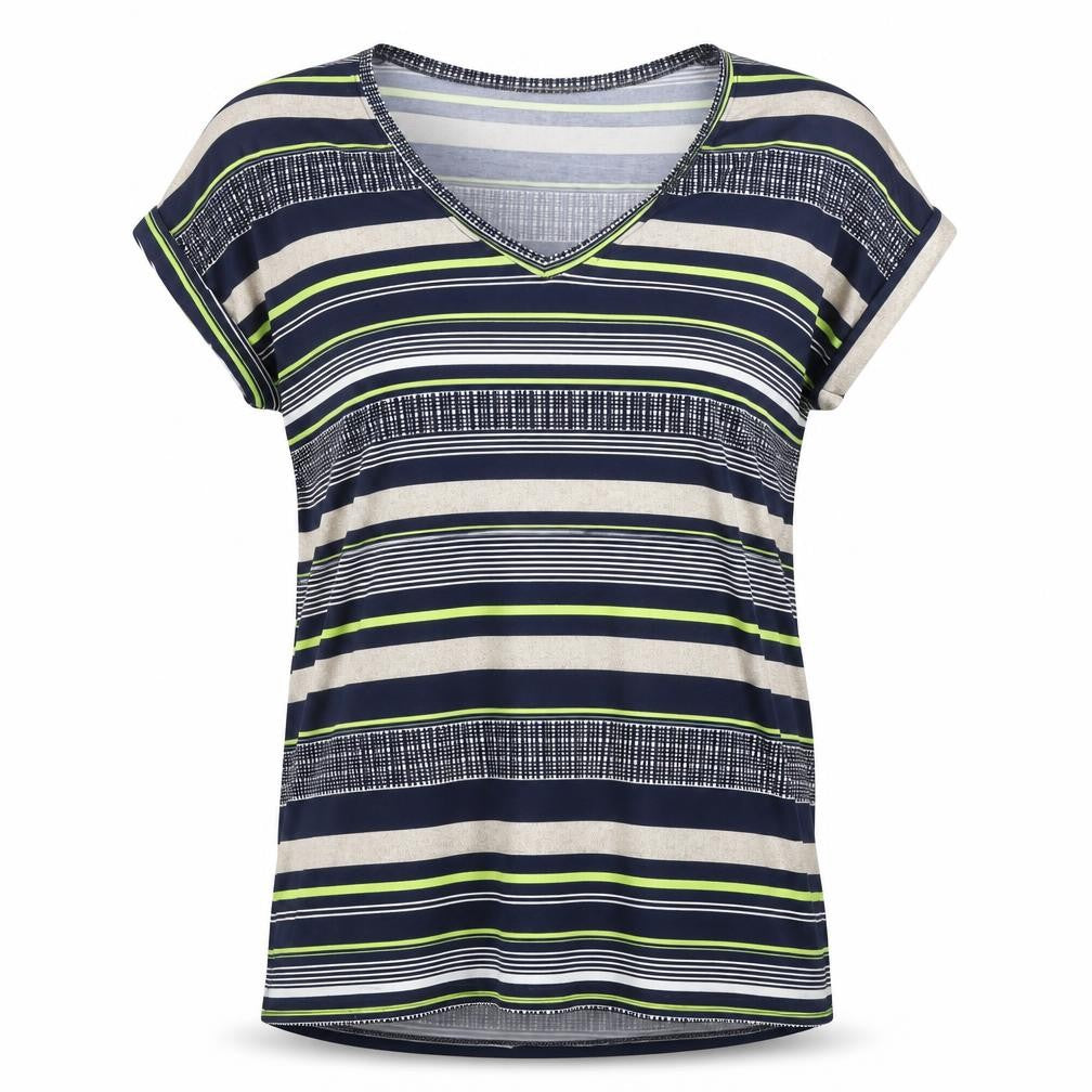 Alexara Women's Multicoloured Striped Top, Size S, V-Neck