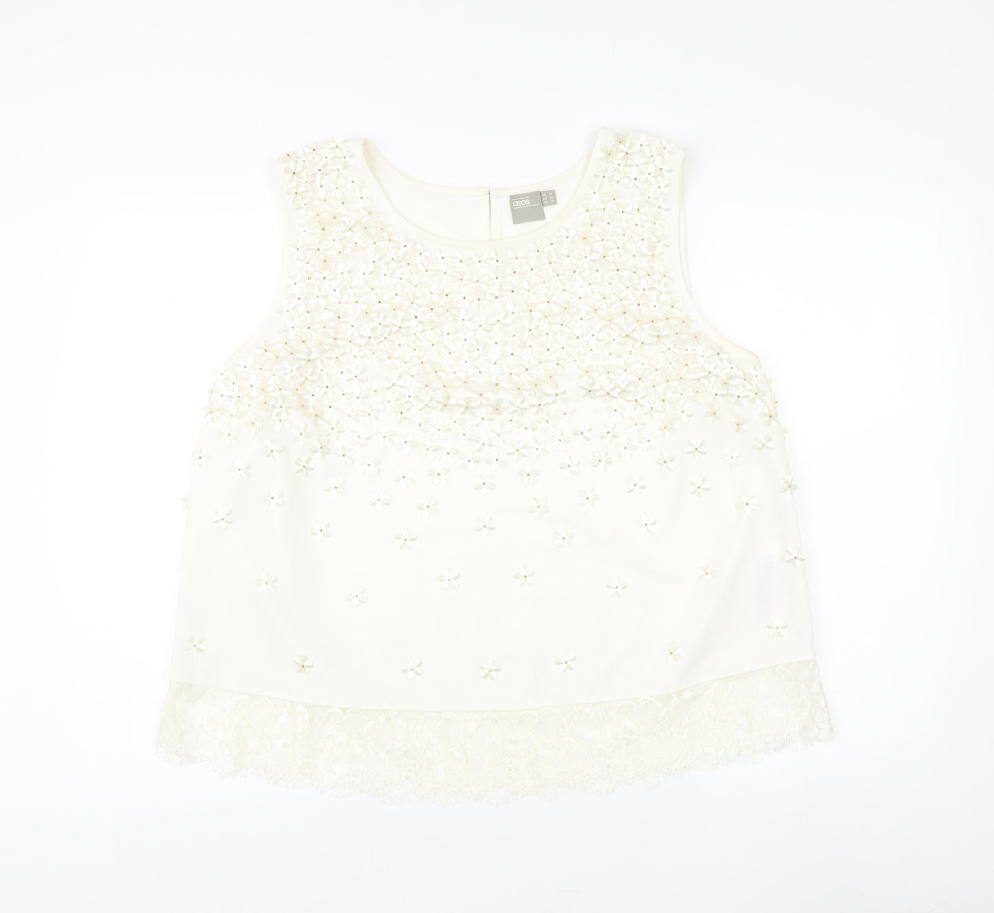ASOS Women's Plus Size 22 White Beaded Tank Top