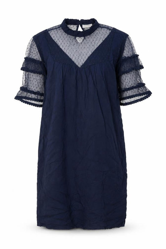 Vila Women's Blue Mesh Flared Sleeve Dress S