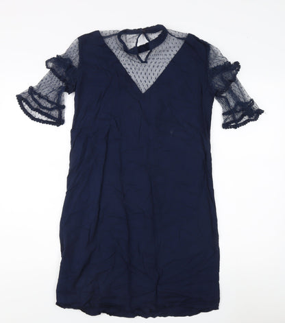 VILA Women's Blue Mesh Flared Sleeve Dress S