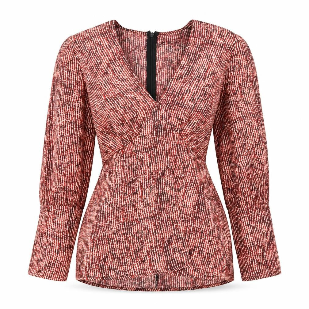 AX Paris Women's Red Geometric Blouse, Size 12