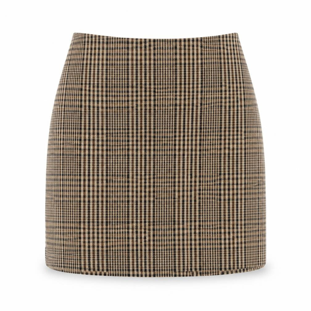 MONKI Women's Brown Check Pencil Skirt Size 8