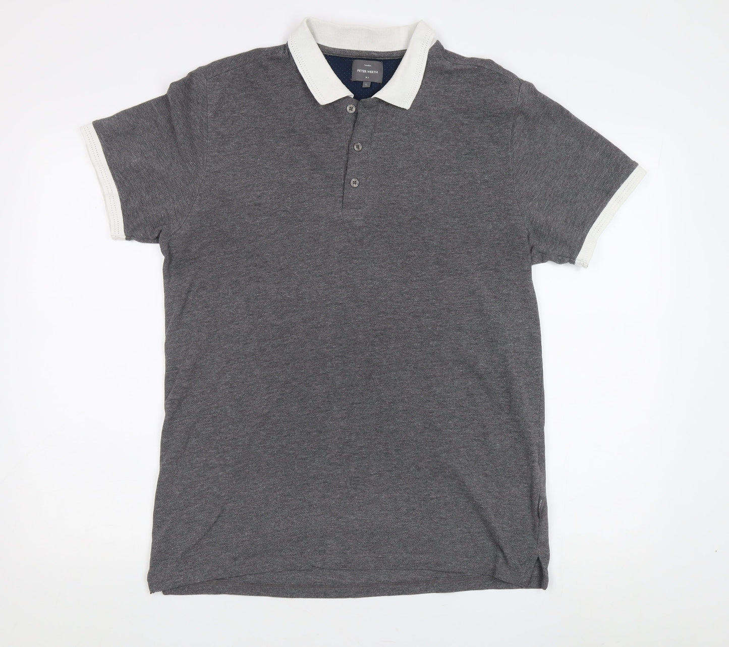 Peter Werth Men's Grey Polo Shirt Size L