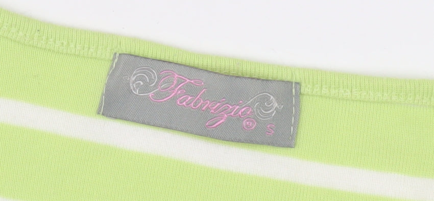 Fabrizio Women's Green Striped T-Shirt, Size S, Casual Springwear