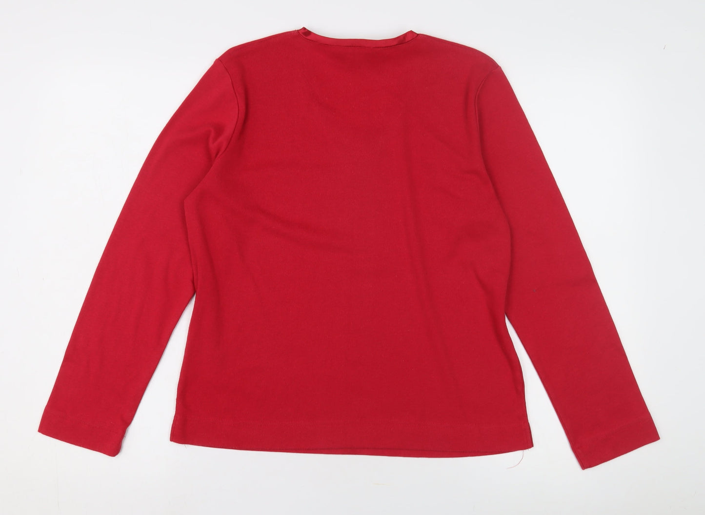 TIGI Women's Red V-Neck Long Sleeve Top Size 14