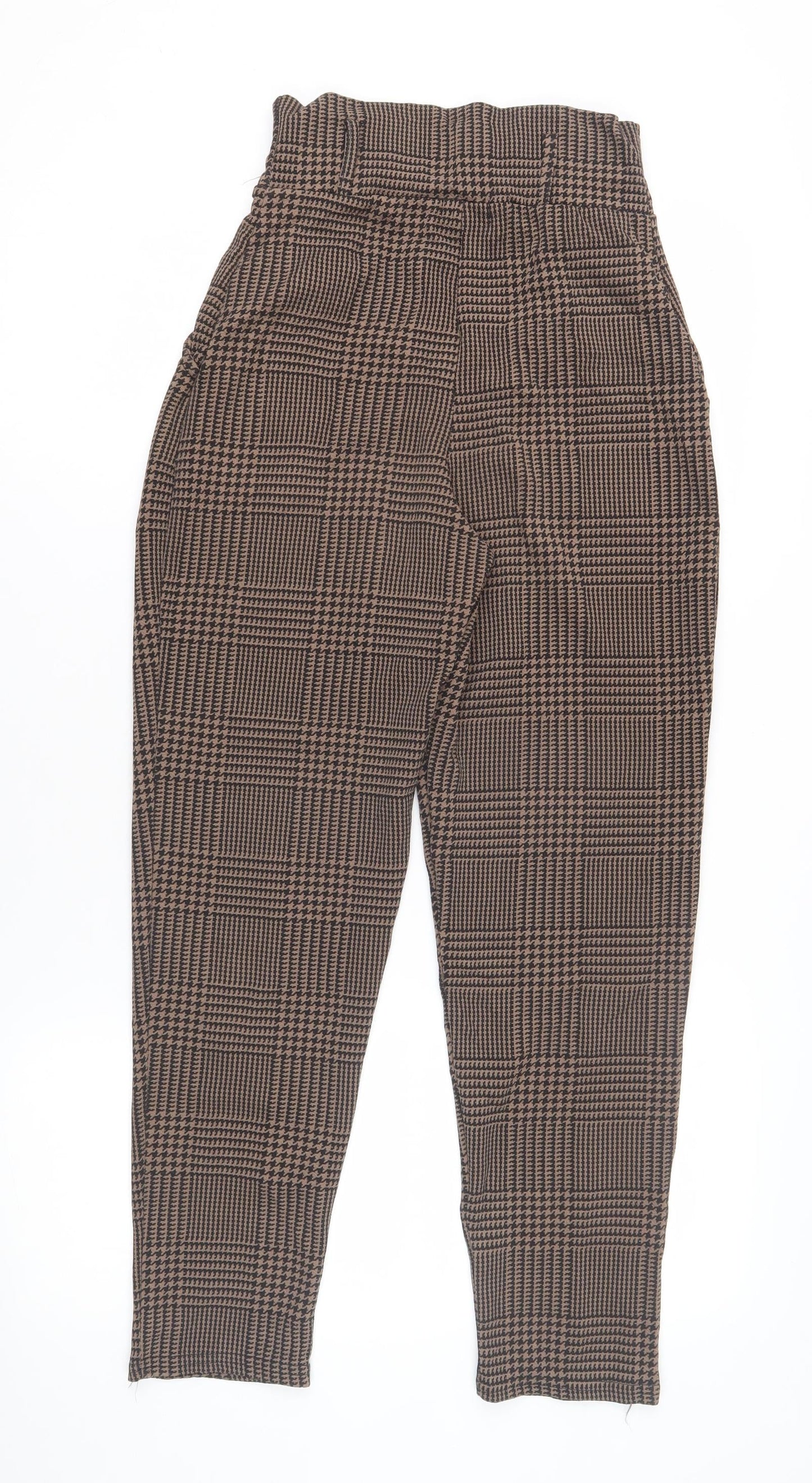 PrettyLittleThing Women's Brown Houndstooth Trousers 3XS