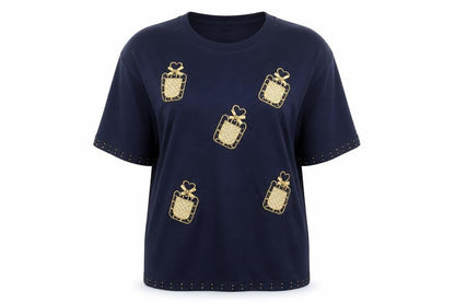 Paramour Women's Blue Studded T-Shirt One Size