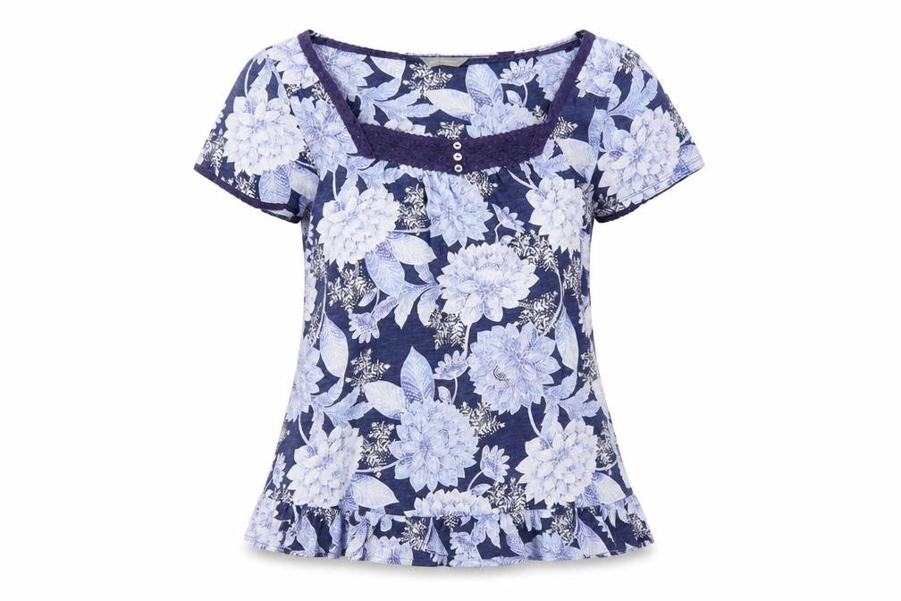 Marks & Spencer Women's Blue Floral Blouse, Size 10