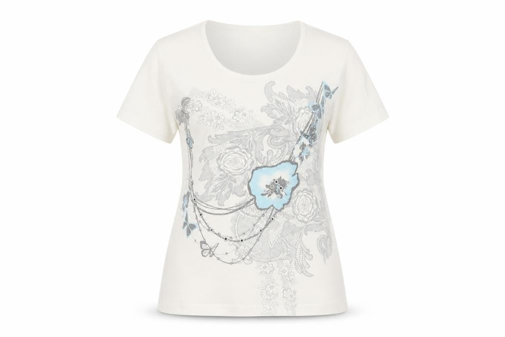 Just Elegance Women's Ivory Floral T-Shirt M