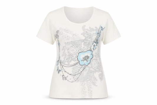 Just Elegance Women's Ivory Floral T-Shirt M