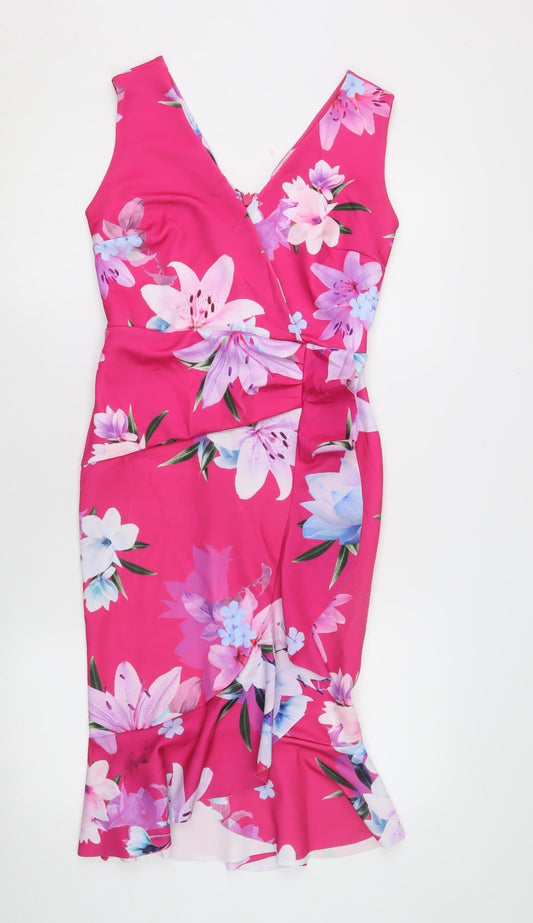 Sistaglam Women's Pink Floral Sleeveless Dress Size 10