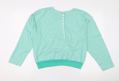 Additional front view of C&A Green Striped T-Shirt, size 18, Long Sleeve