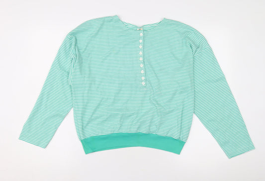 C&A Green Striped T-Shirt Size 18 Long Sleeve