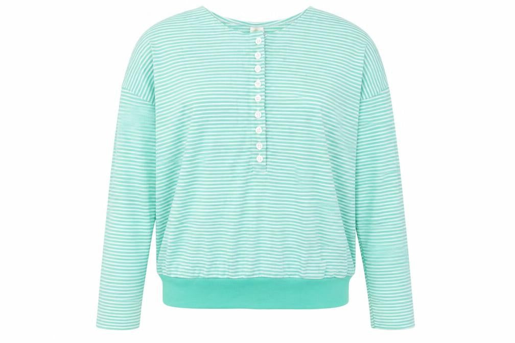 C&A Green Striped T-Shirt Size 18 Long Sleeve