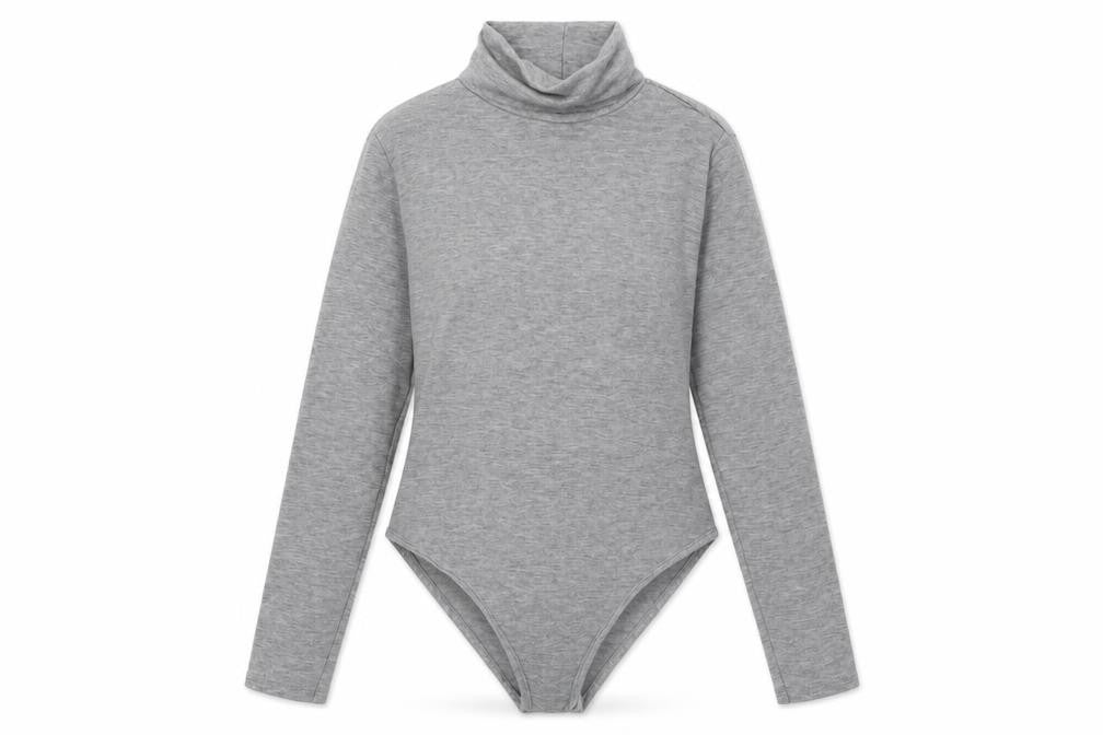 PrettyLittleThing Women's Grey Long Sleeve Roll Neck Bodysuit