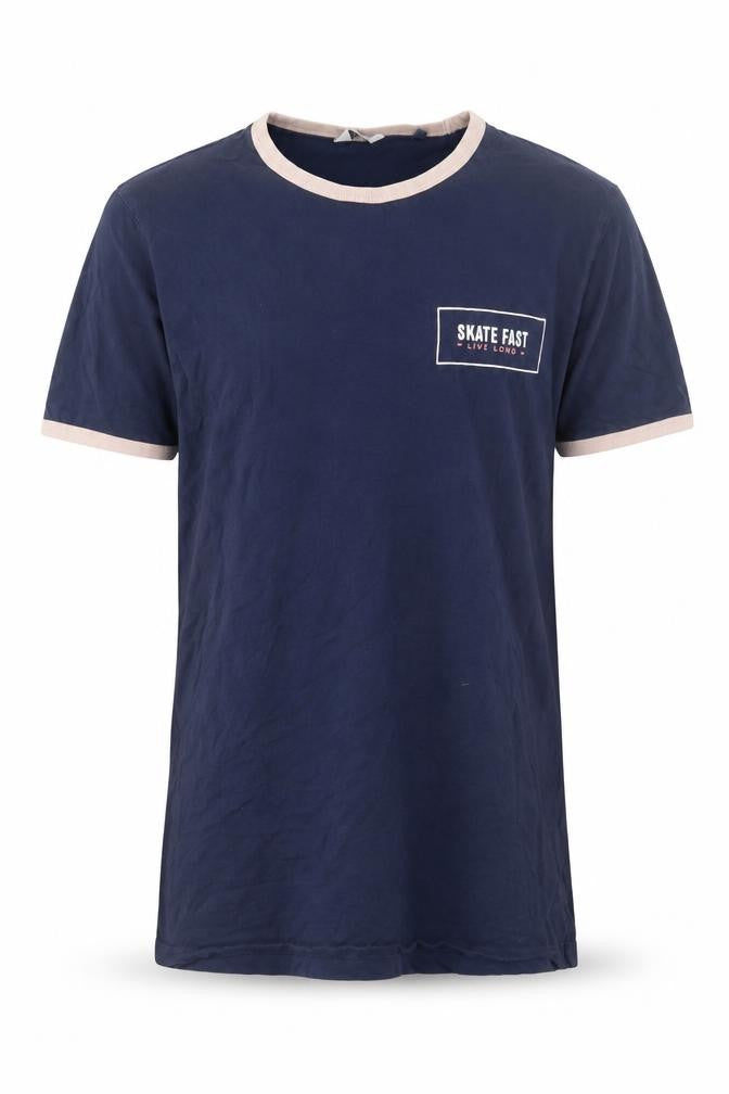 Next Men's Blue Crew Neck Logo T-Shirt, Size M