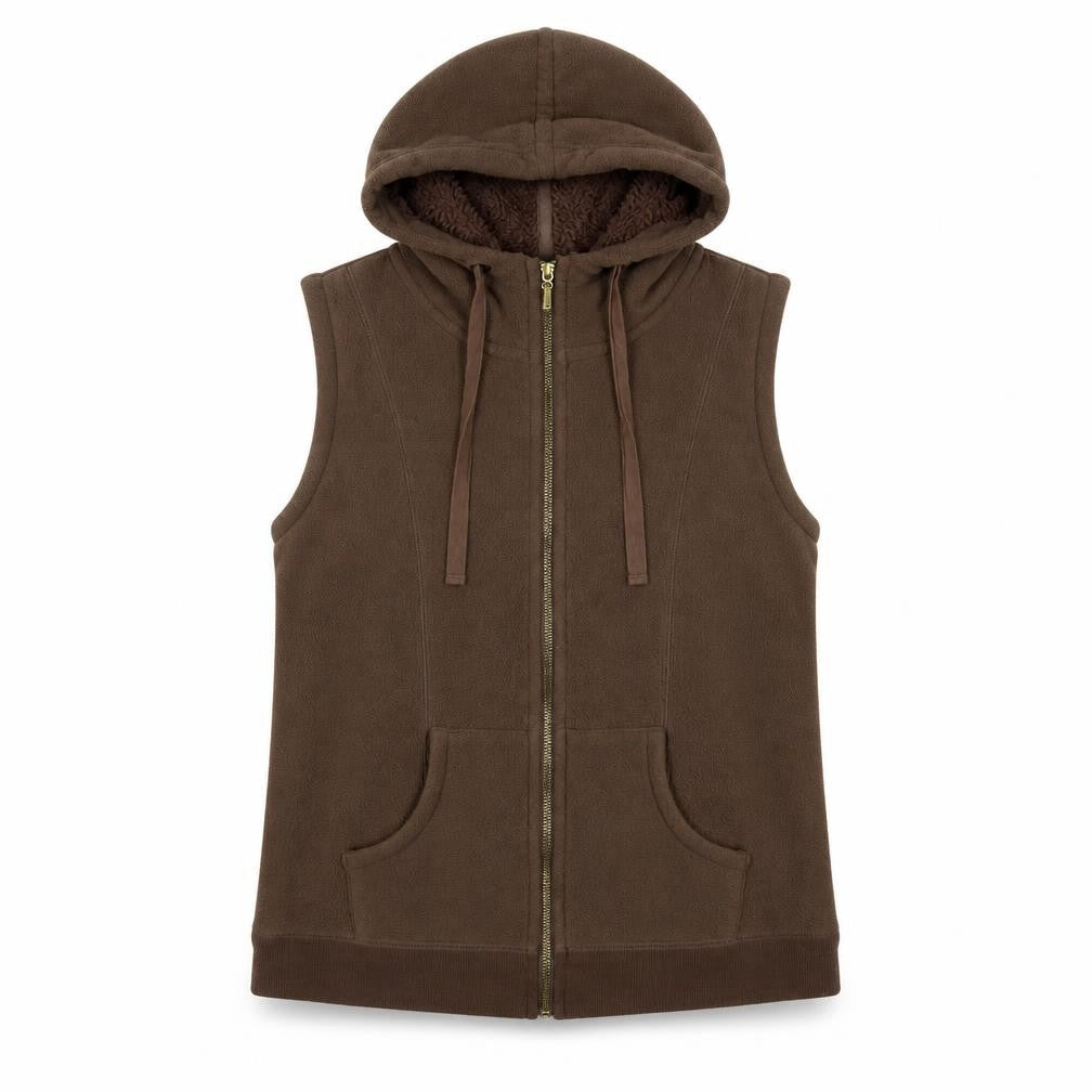Authentic Women's Brown Fleece Hoodie Vest Size 14
