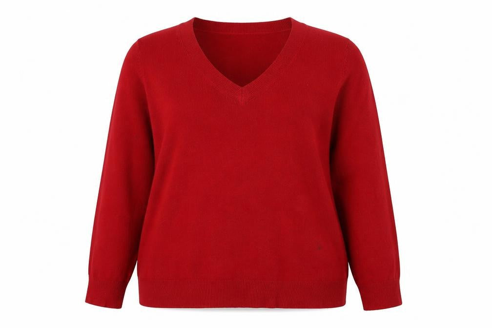 BHS Women's Red V-Neck Pullover Jumper, Size 20