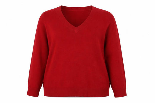 BHS Women's Red V-Neck Pullover Jumper, Size 20