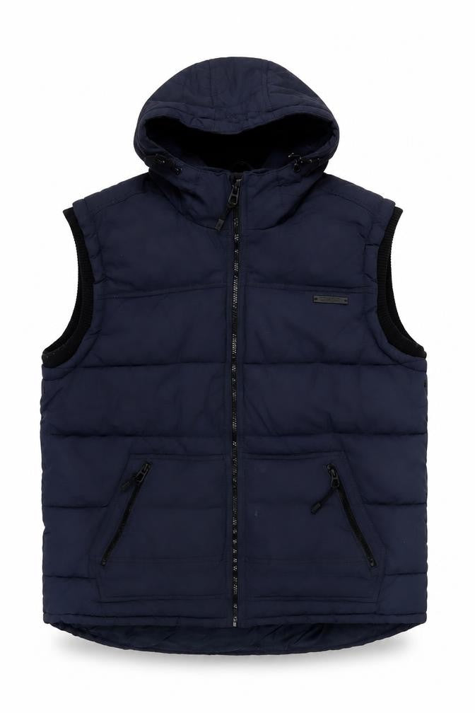 Next Men's Blue Puffer Jacket, L, Hooded, Zipped