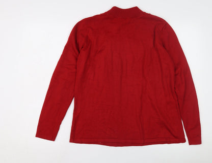 Bonmarché Women's Red Mock Neck Pullover Jumper M