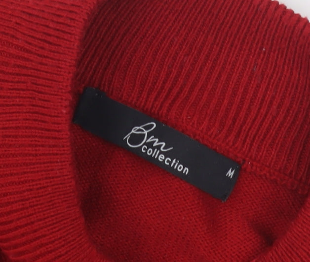 Bm Collection Women's Red Mock Neck Pullover Jumper M