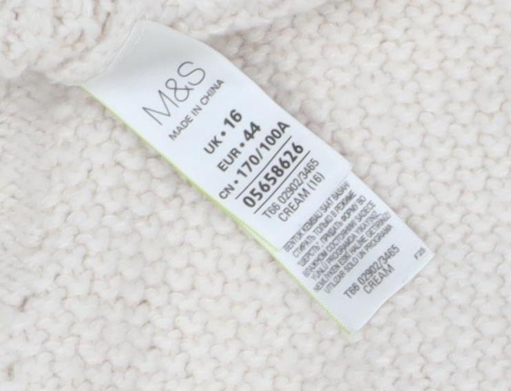 Marks and Spencer Women's Ivory Open Front Cardigan, Size 16