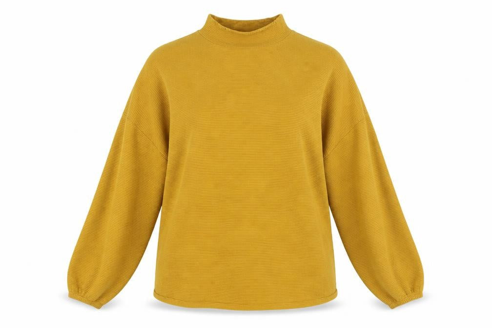 EREKAJUSOPH Women's Yellow Mock Neck Knit Jumper M