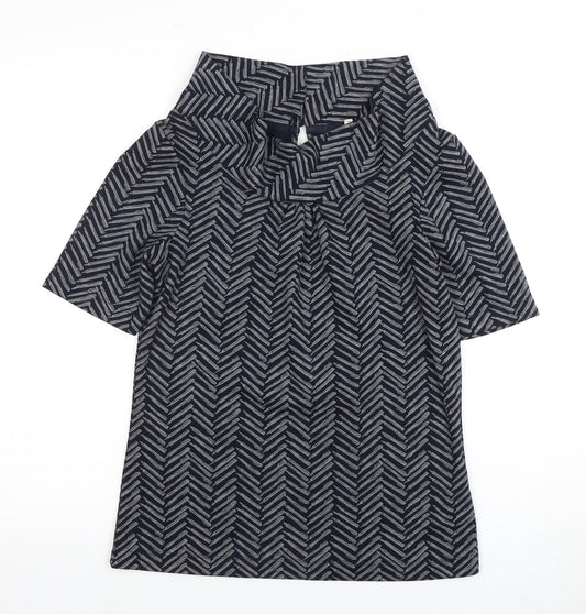 White Stuff Women's Blue Cowl Neck Blouse Size 8