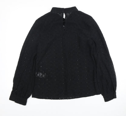 Warehouse Black Embroidered Women's Blouse Size 8